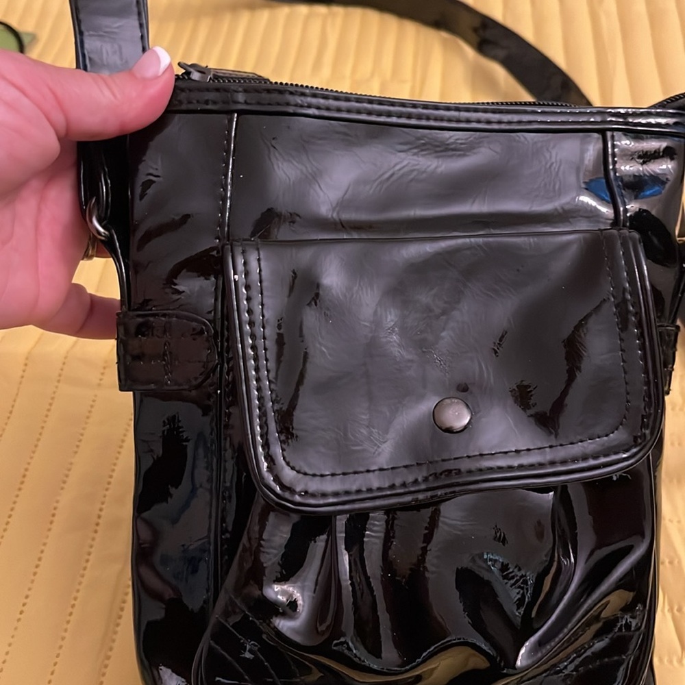 Crossbody  bag- faux vinyl paten leather material purse.